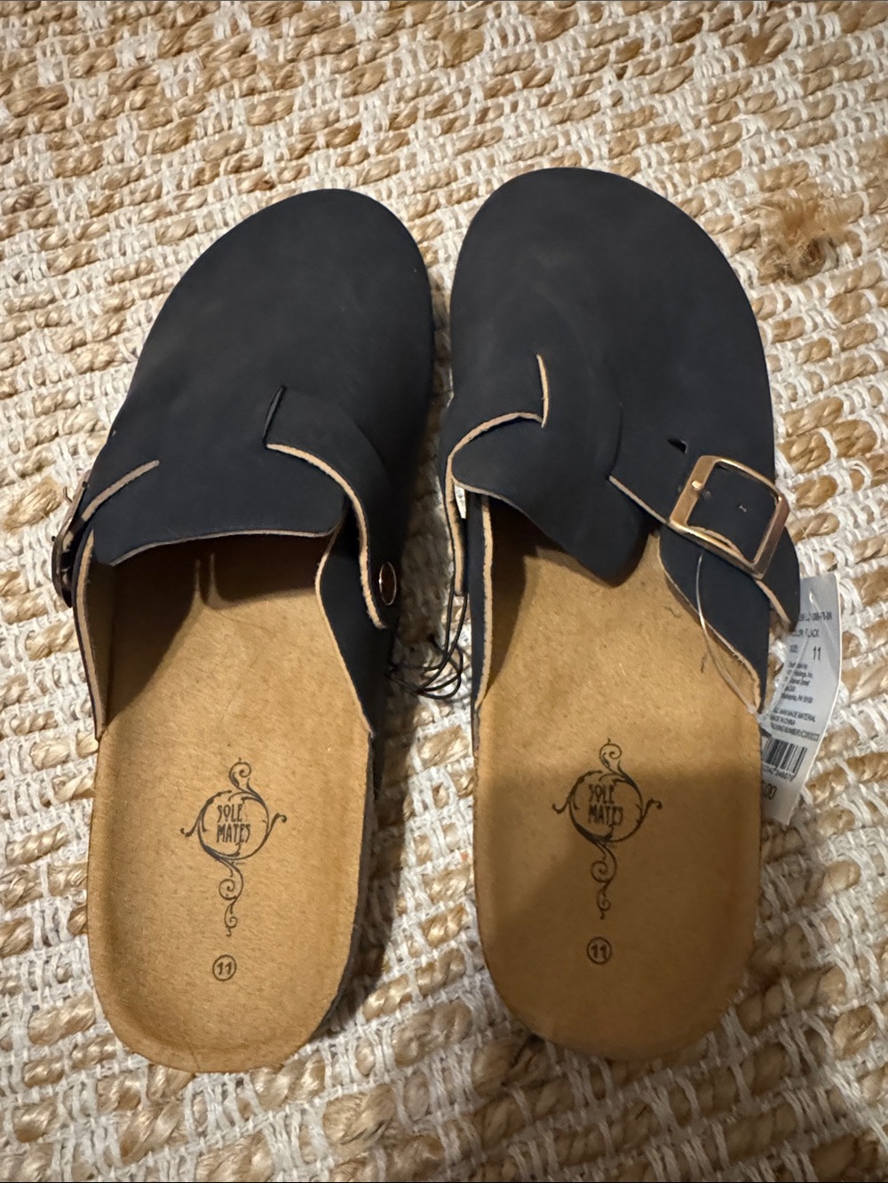 Black Slip-On Women’s Sandals with Adjustable Buckle